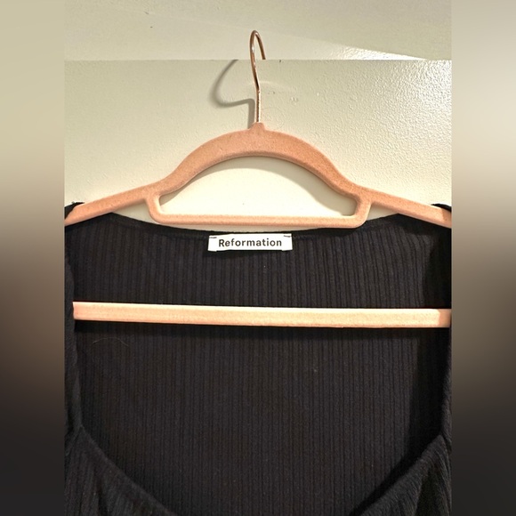 Reformation Banks Black Knit Ribbed Long Sleeve Midi Dress Size M - Picture 7 of 11